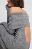 Lojsan Wallin x NA-KD Schulterfreies Kleid mit offenem Rücken - Grey