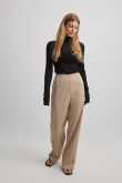 NA-KD Tailored Darted High Waist Suit Pants - Beige